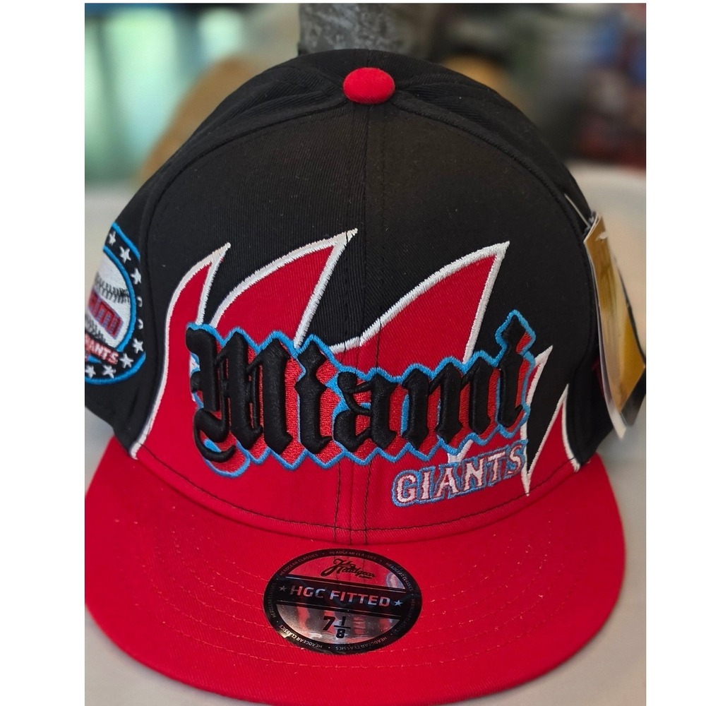Headgear Classics Miami Giants Hat Mens 7 1/8 Black Red New 1930 American League